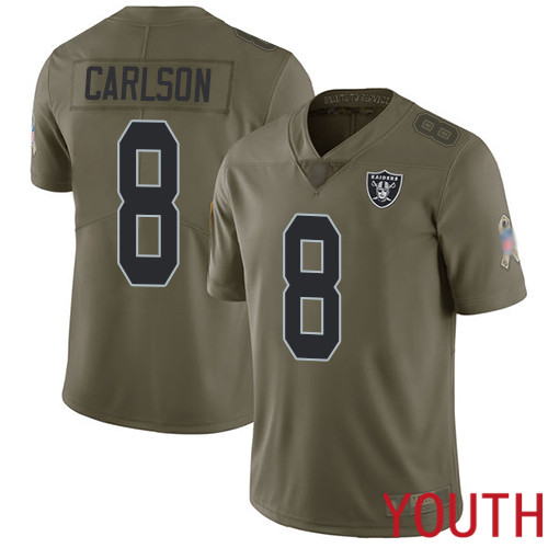 Oakland Raiders Limited Olive Youth Daniel Carlson Jersey NFL Football #8 2017 Salute to Service Jersey